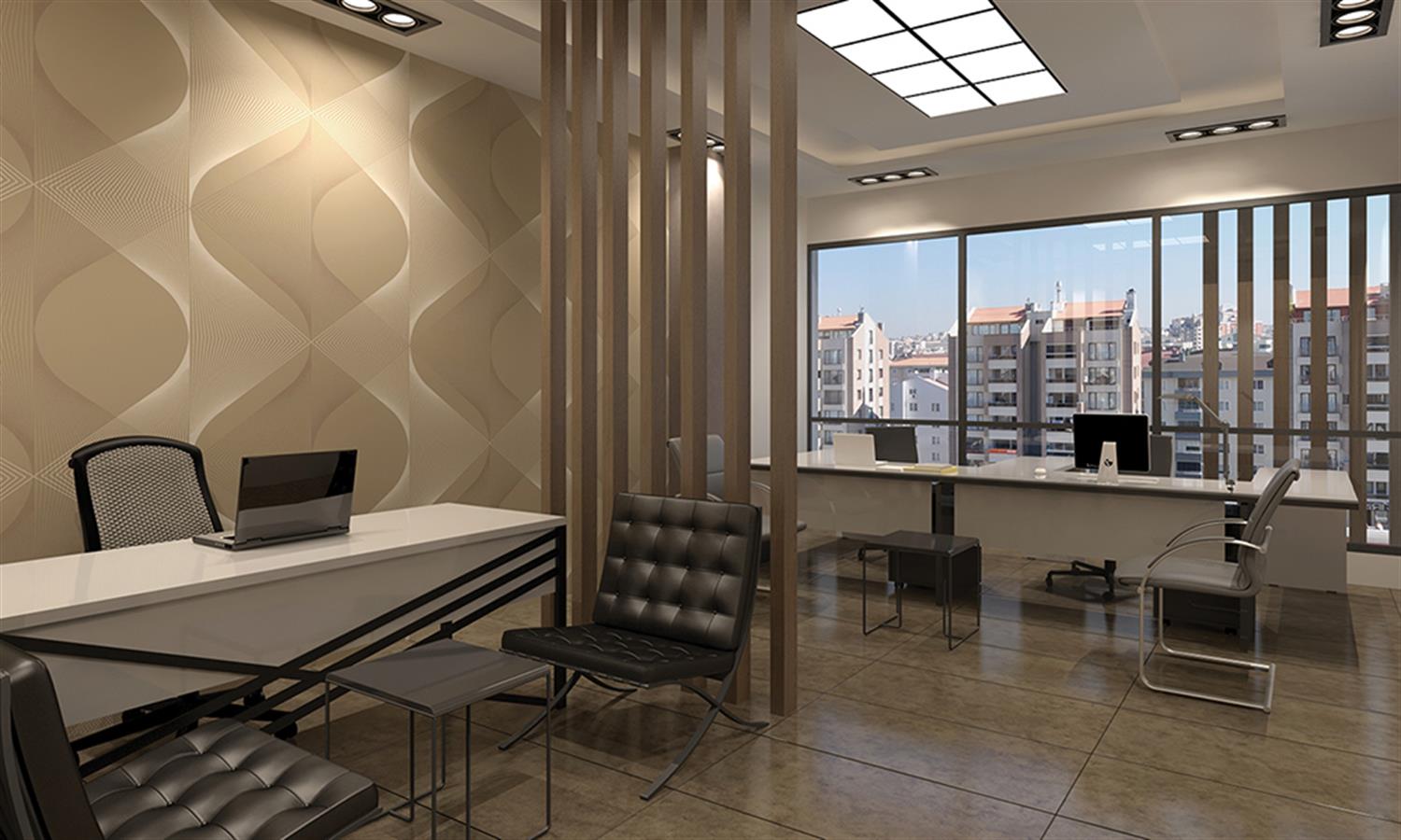 Anahtar teslim iş merkezi projesi İnegöl Bursa modern ofis binası.