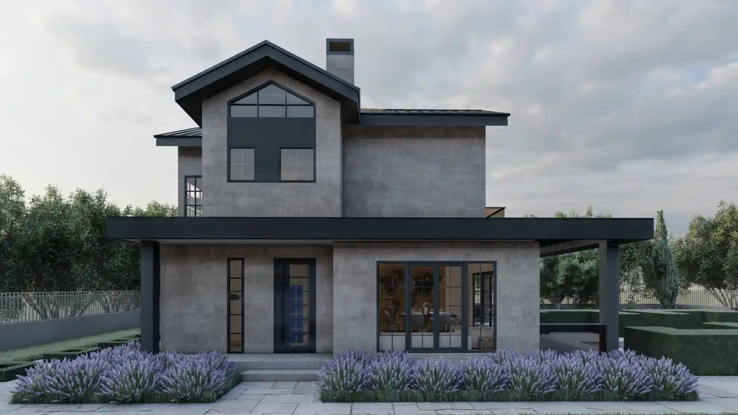 İnegöl modern villa terası ve açık yaşam alanı.
